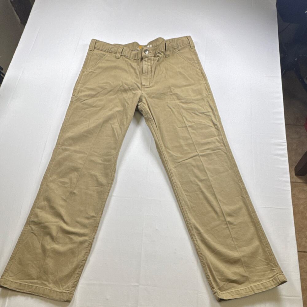 Carhartt Relaxed Fit Men's Straight Leg Beige Pants Cotton Canvas Pockets Logo